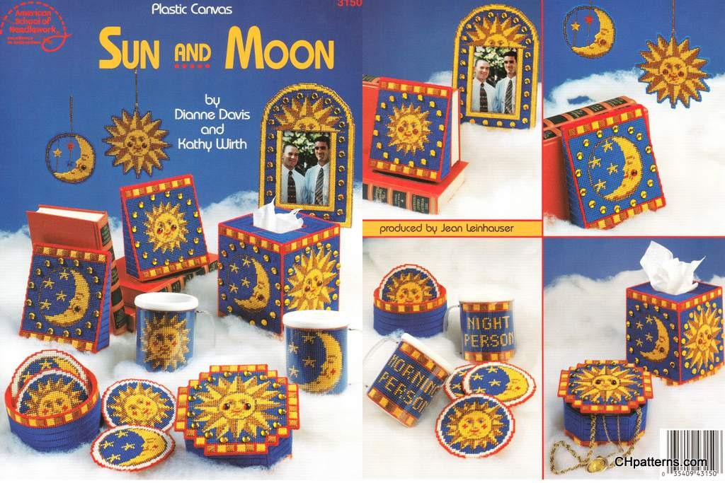 7 Designs Plastic Canvas SUN and MOON patterns by CHpatterns