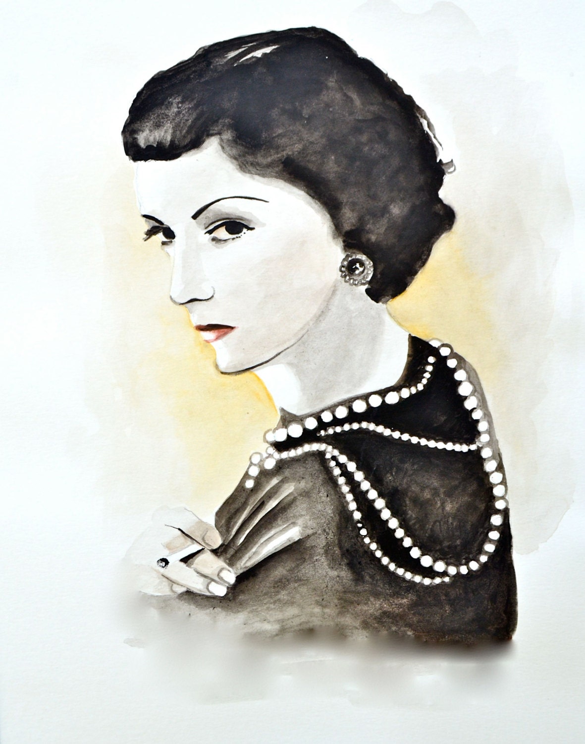 Coco Chanel Fashion Illustration Black Couture by BUYARTforLove