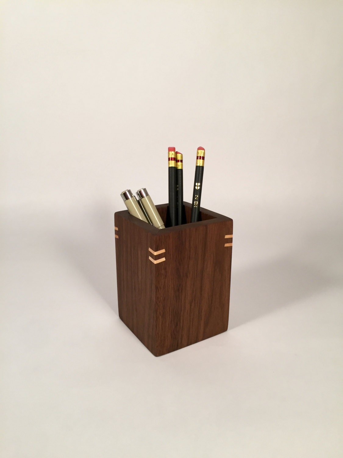 Walnut Pencil Holder with Angled Splines pen