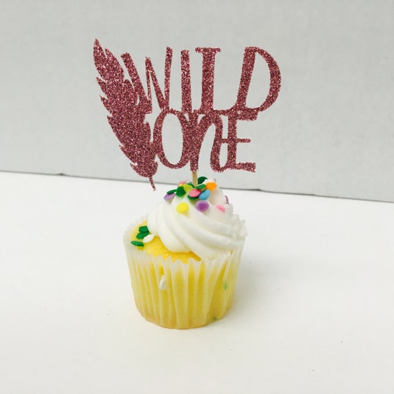 Wild one cupcake toppers. First birthday. 10 ct.Pink and Gold