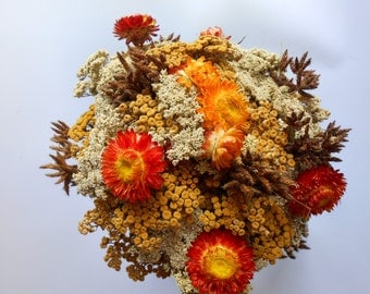 Dried Flower Bouquet Fall Colors ,Wedding Flowers, Dried flower bouquet, Rustic flower bouquet , natural flower decor , Rustic Wedding Decor