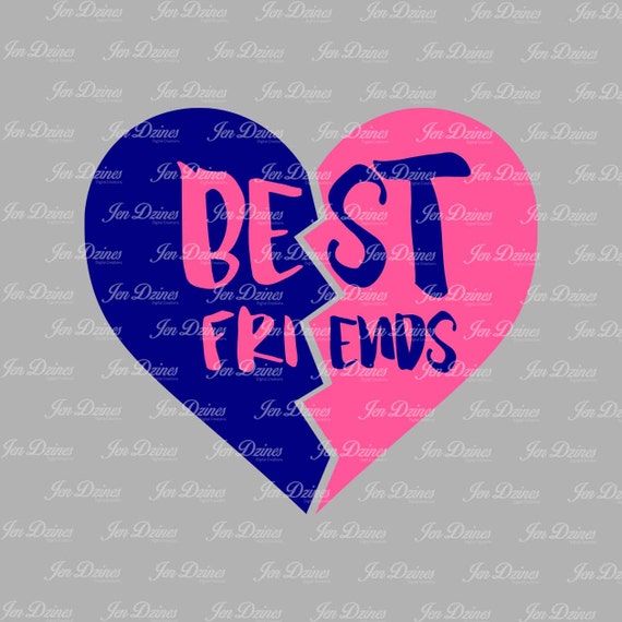 Download Best Friend Split Heart, SVG DXF EPS, Best Friends Design ...