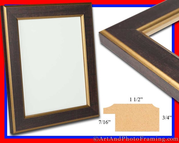 Dark Brown with Gold Picture Frame 1.5 Wide Photo Frame