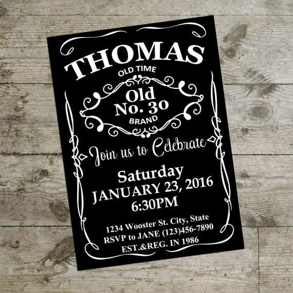 Jack Daniels Birthday invitation Invitation card adult by DiPics