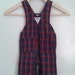 Vintage 1980's Babies' Oshkosh Red Navy Tartan Plaid Denim Overalls Sz 18 Mo Classic