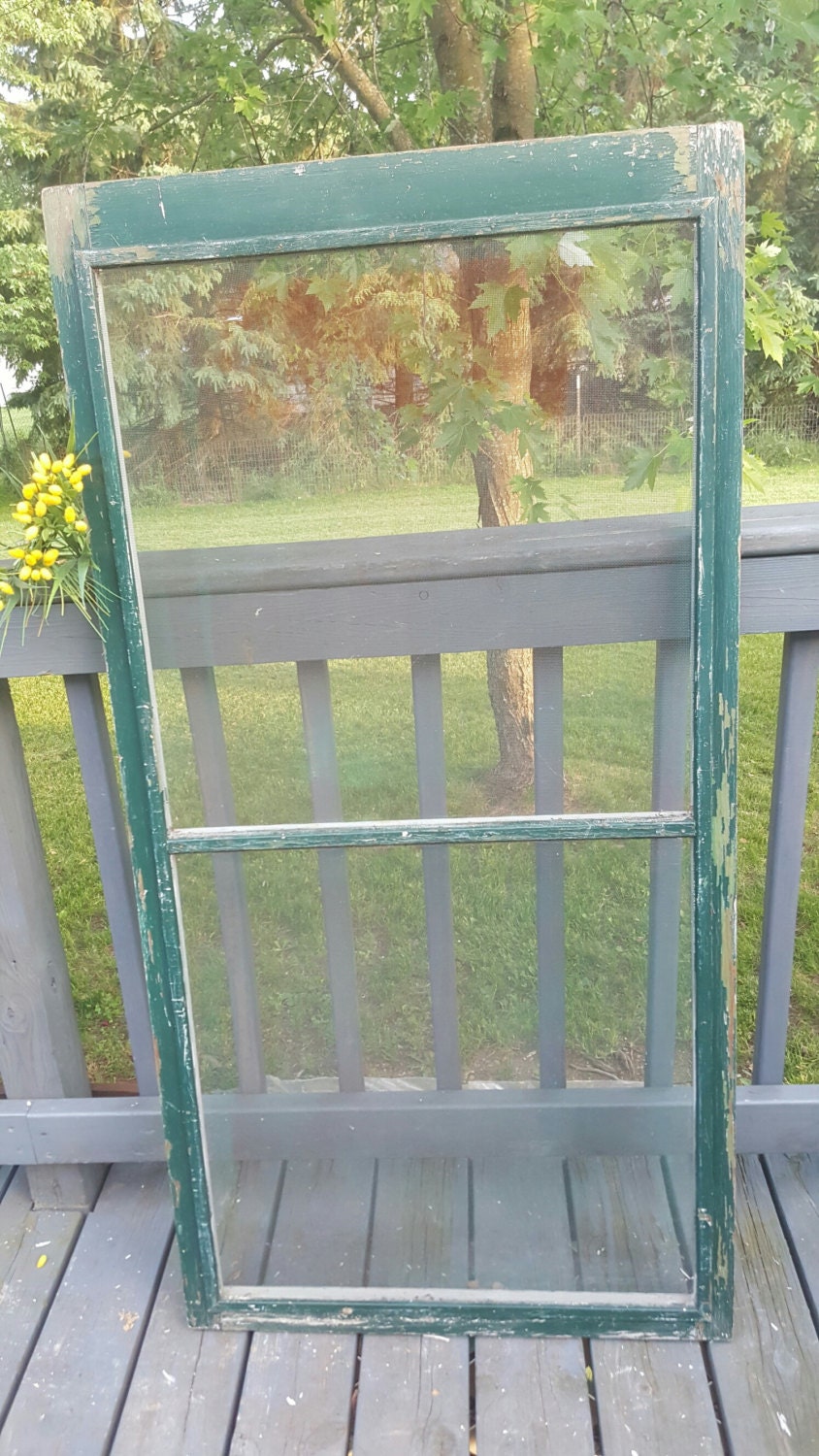 Old Wood Window Screen Frame 2 Pane Farmhouse Antiques