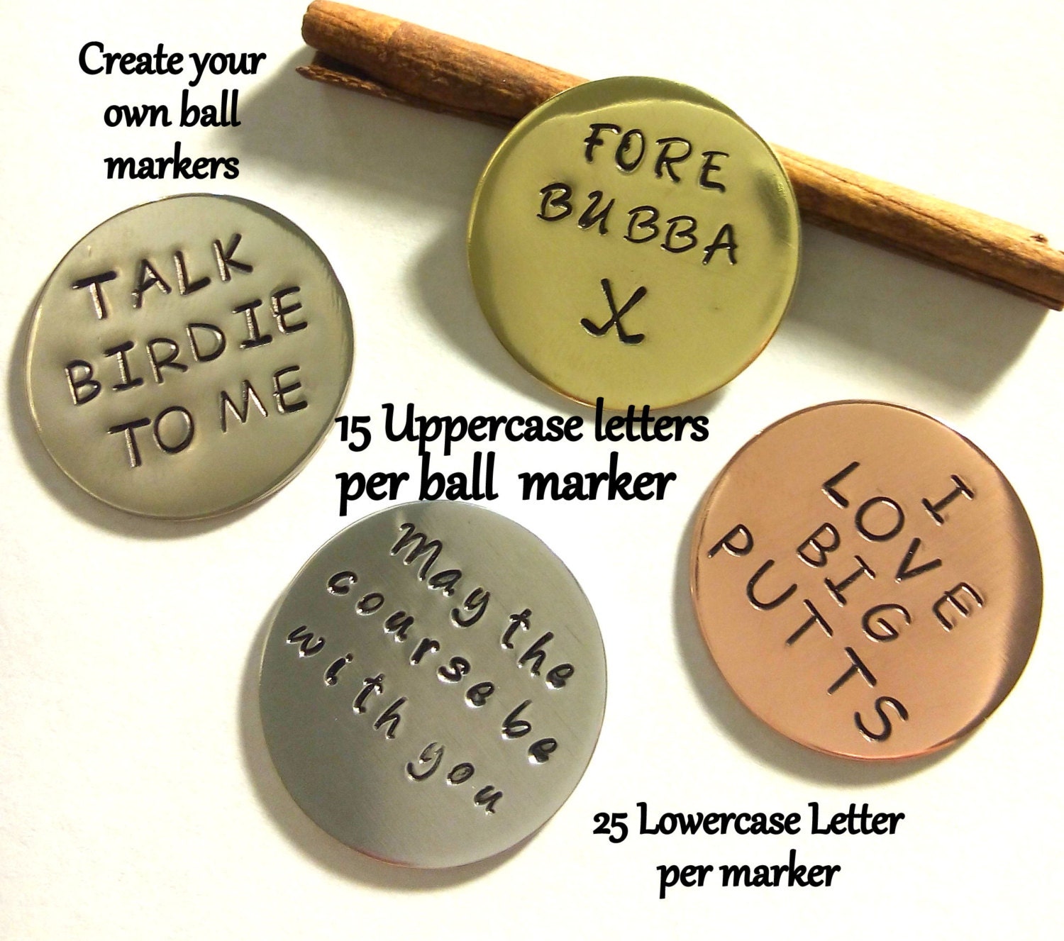 Personalized Golf Ball Markers 4 Set of Golf Ball markers
