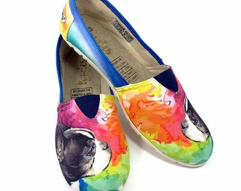 BOSTON TERRIER SHOES, pet lovers, women shoes, dog breeds, Dog Lovers, Animal Lovers, Boston Terrier, hush puppies, puppies, dog rescue