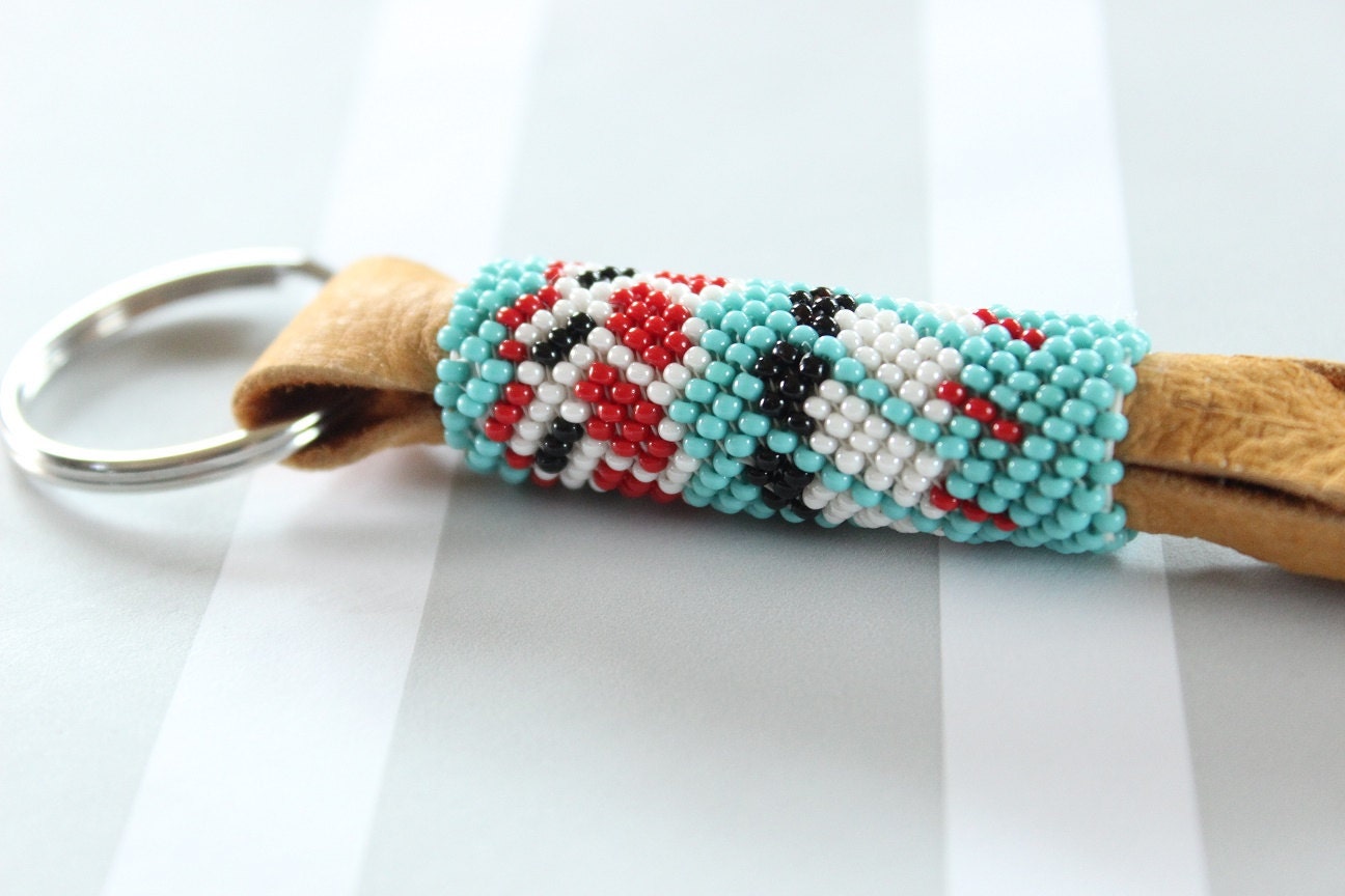 Native AmericanLeather Beaded Key Chain by BeadsbyLoretta on Etsy