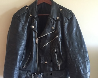 1970's German Leather Motorcycle Jacket. Punk Jacket.