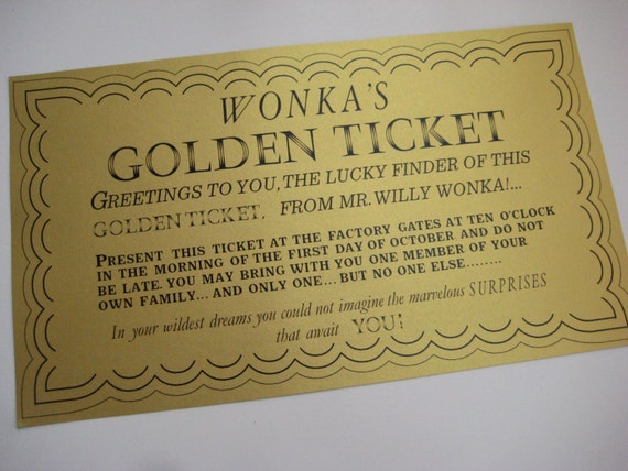 Willy Wonka Gene Wilder Golden Ticket Replica Jumbo