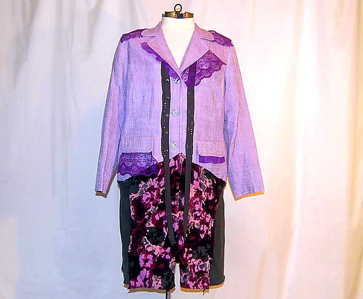 Size 16 L XL Lavender Tweed Jacket Gray by RestyledBohoPlus