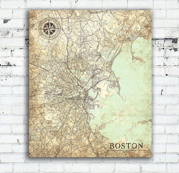 BOSTON MA Canvas Print Massachusetts Vintage map Boston