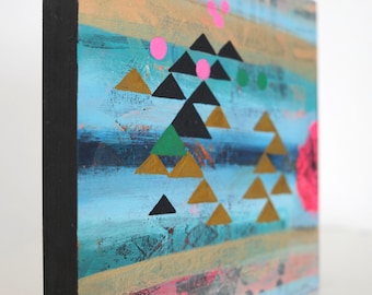 Original painting, geometry, trinangles, unique art, painting on wood, abstract art, modern art, modern painting, interior design, wall art