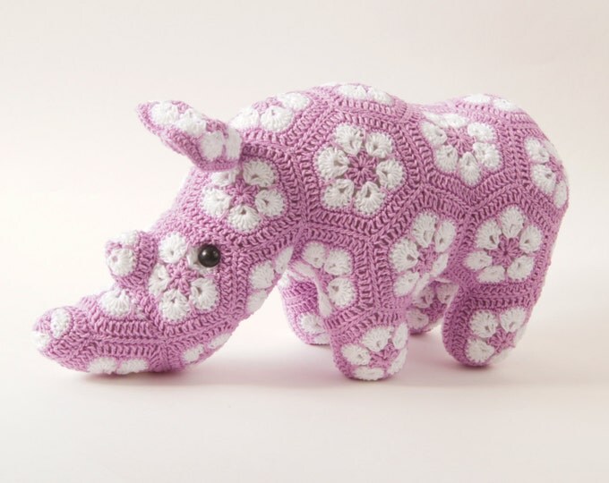 Crochet Toy Doll Amigurumi Jungle African Animal Rhino Stuffed Toy Present Gift for Boy Girl Baby Custom Color Shower