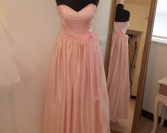 SALE 50% OFF Pastel Baby Pink Soft Tulle Sweetheart Strapless Vintage Prom Bridesmaid Dress Size Small UK 8 Formal Party