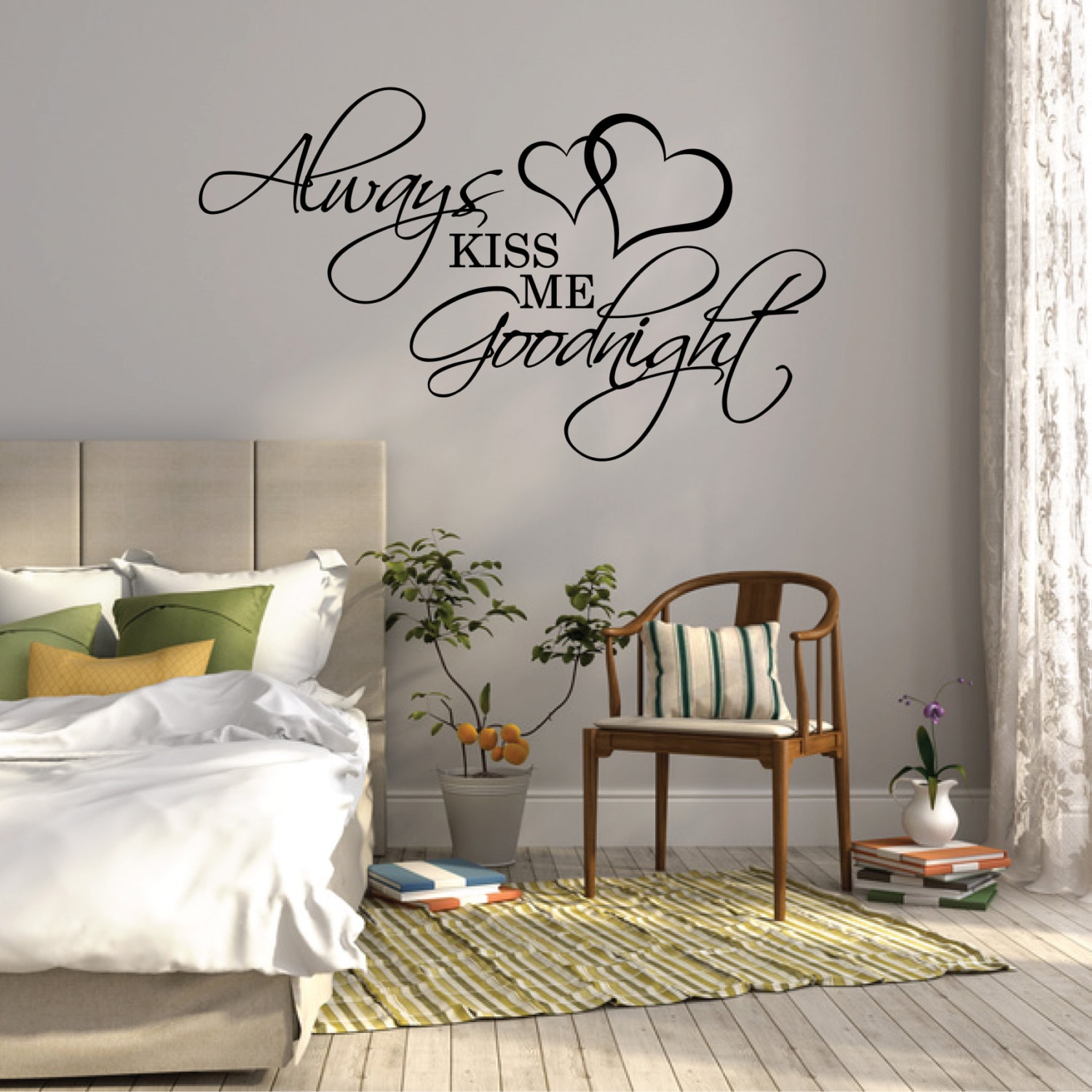  Wall  Sticker  Quote Always KISS ME Goodnight Over bed wall 