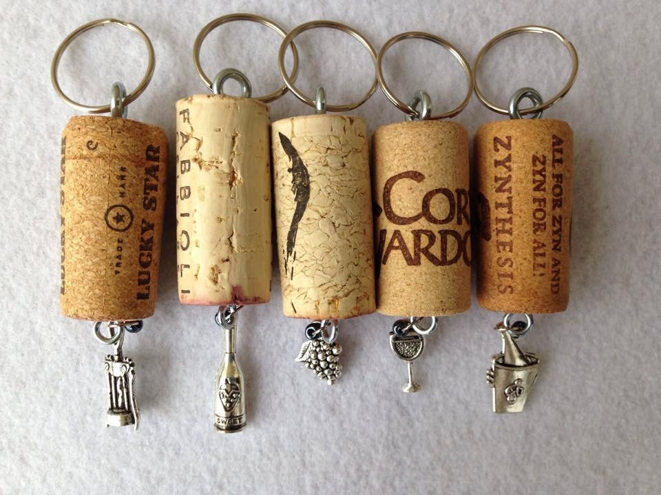 Wine Cork Keychains Cork Keychain Wine Charms Wine by WineItOut