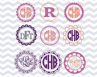 Circle Monogram SVG, Monogram Frames, Frames Decal, Monogram svg files, Cutting File, DFX, PNG, Cricut, Cut Files, Clip Art, Vector File