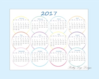 One page Calendar 2017, One page Calendar 2017,