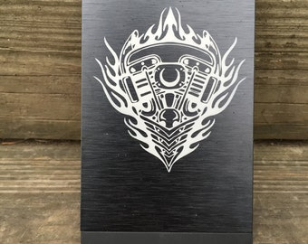 iPhone 6 case ~ Etched iPhone 6 Case ~ iPhone 6 Case with flaming motor ~ Black iPhone 6 Case ~ Sandblasted iPhone 6 case