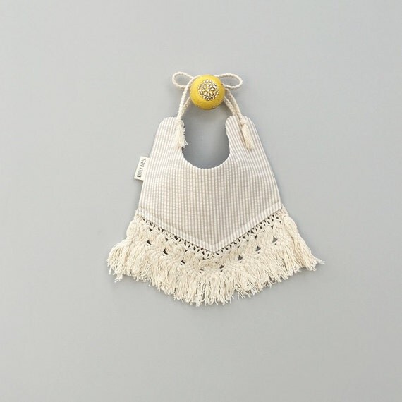 Amelia reversible Bib Baby bib Boho drool bib fringe bib