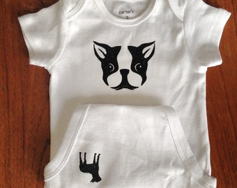 Boston Terrier Clothing - Boston Terrier Baby Clothes - Boston Terrier Onesie - Cute Baby Onesie - Baby Boston Terrier Bodysuit