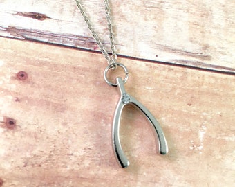 Wishbone necklace,Wishbone pendant necklace, Lucky necklace, stainless steel necklace, gift for her, graduation gift