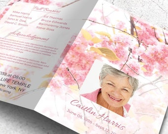 Printable Memorial Program | Printable Funeral Program Template | Memorial Program | Remembrance | Editable with MS Word | Sweet Blossom