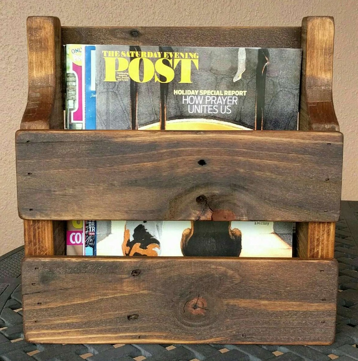 Rustic Magazine Rack made from Reclaimed and Repurposed Pallet