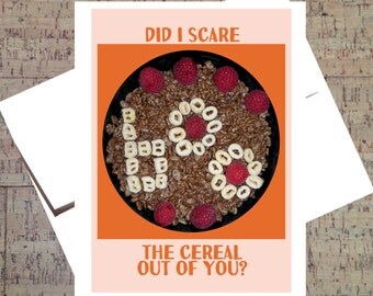 Halloween Card, Halloween Greeting Card, Happy Halloween Card, Funny Halloween Card, Halloween Note Card, Halloween Food, Breakfast Card