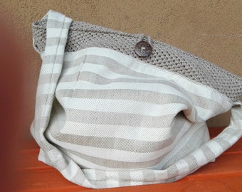 Linen bag with crochet/unique pieces made by hand/Accessori