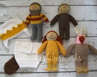 Custom Crochet Where the Wild Things Are Photo Prop Set, Newborn Photo Prop, Where the Wild Things Are, Crochet Toy, Crochet Doll