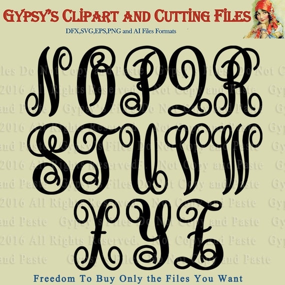 Curly Alphabet svg. Font svg Silhouettes clipart Monogram