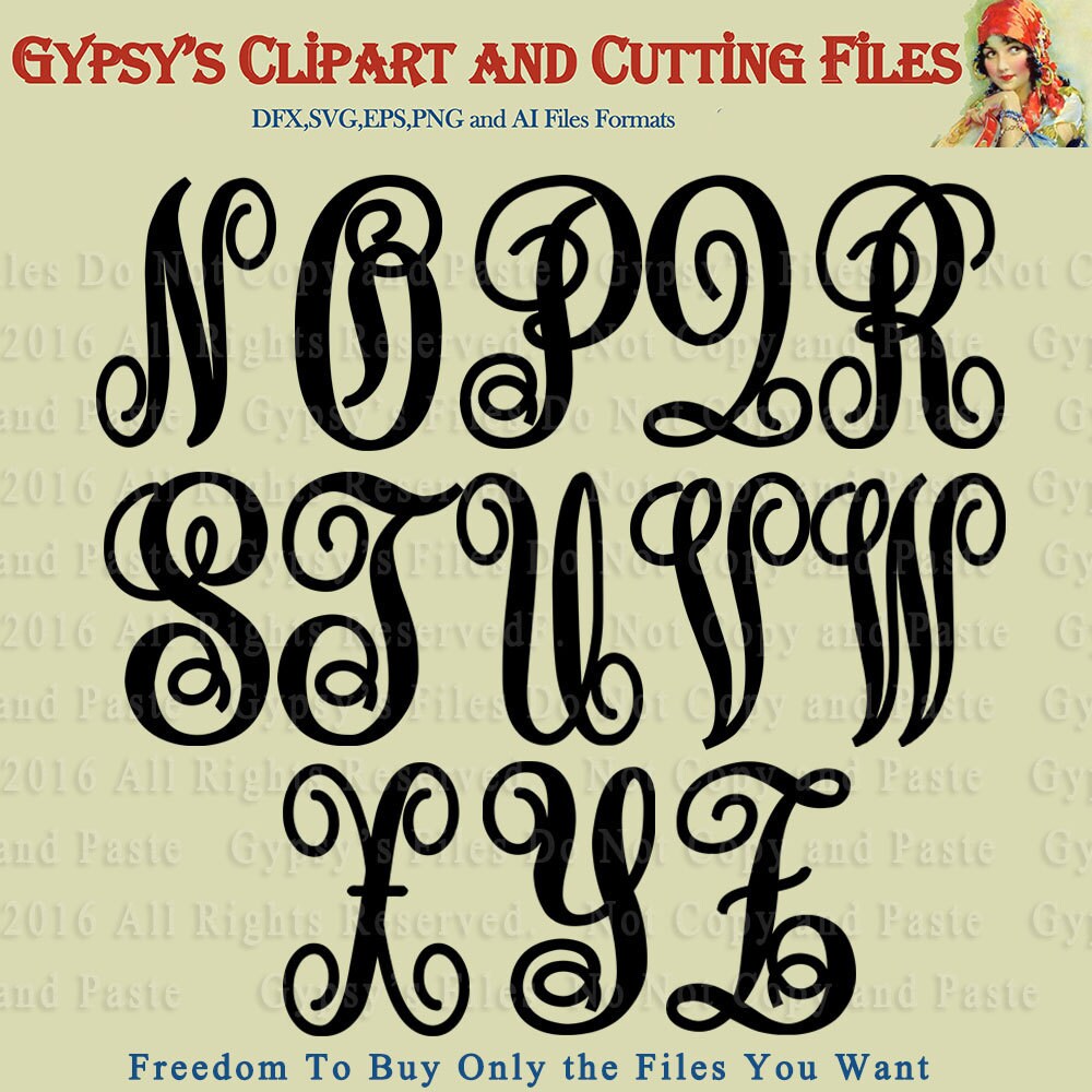 Curly Alphabet svg. Font svg Silhouettes clipart Monogram