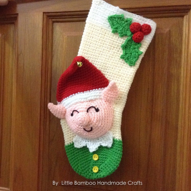 PATTERN Elf Christmas Stocking Crochet by LittleBambooHandmade