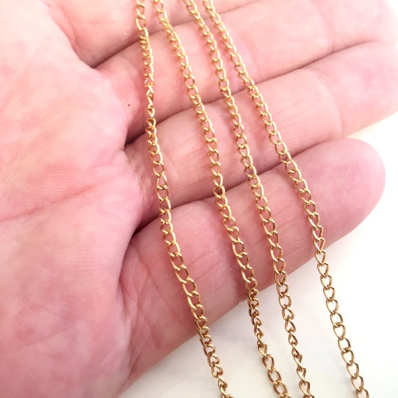 24 k 1 meter 2x3 mm Oval Chain Gold plated