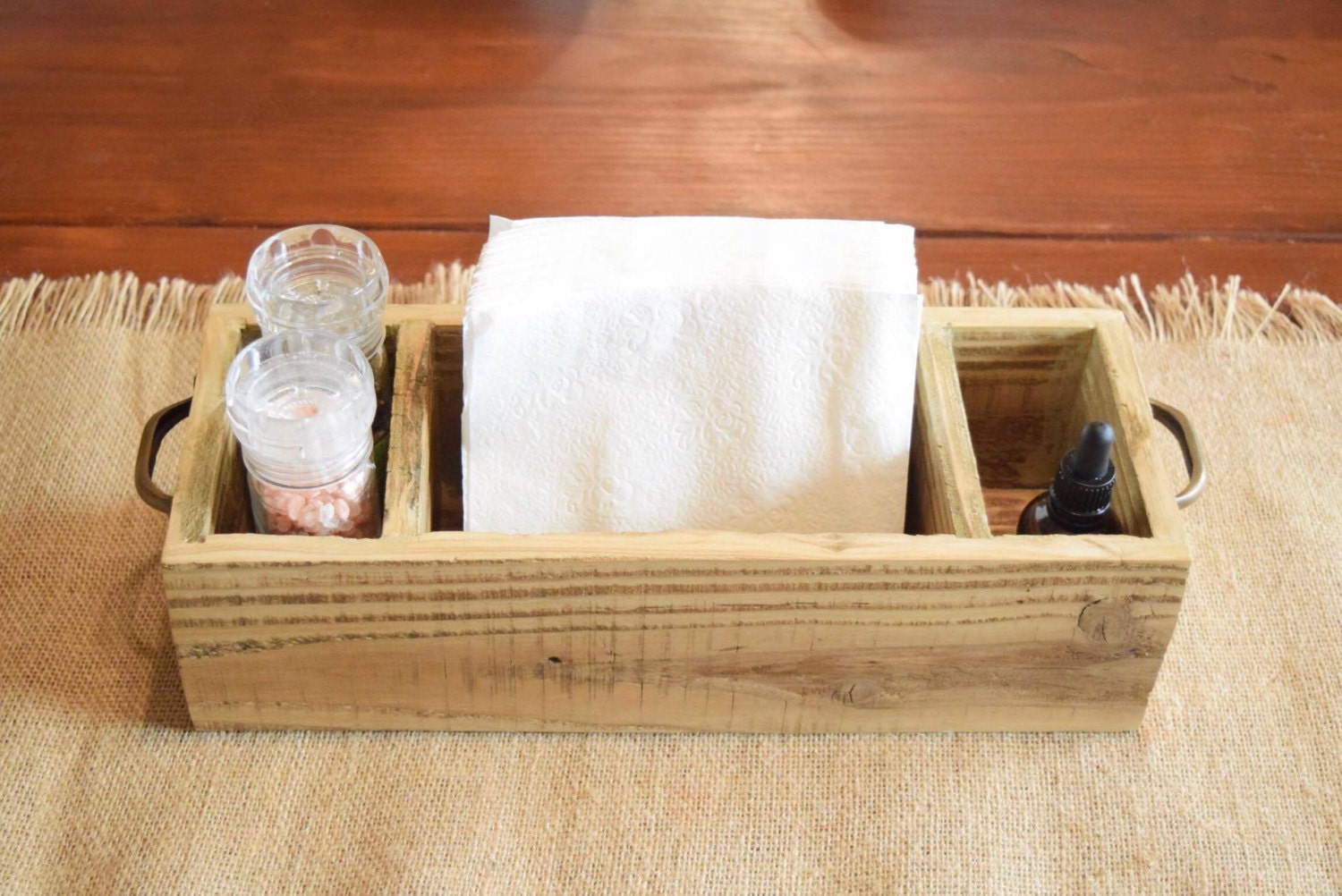 Table Caddy / Wood table caddy / Table Organizer / Napkin