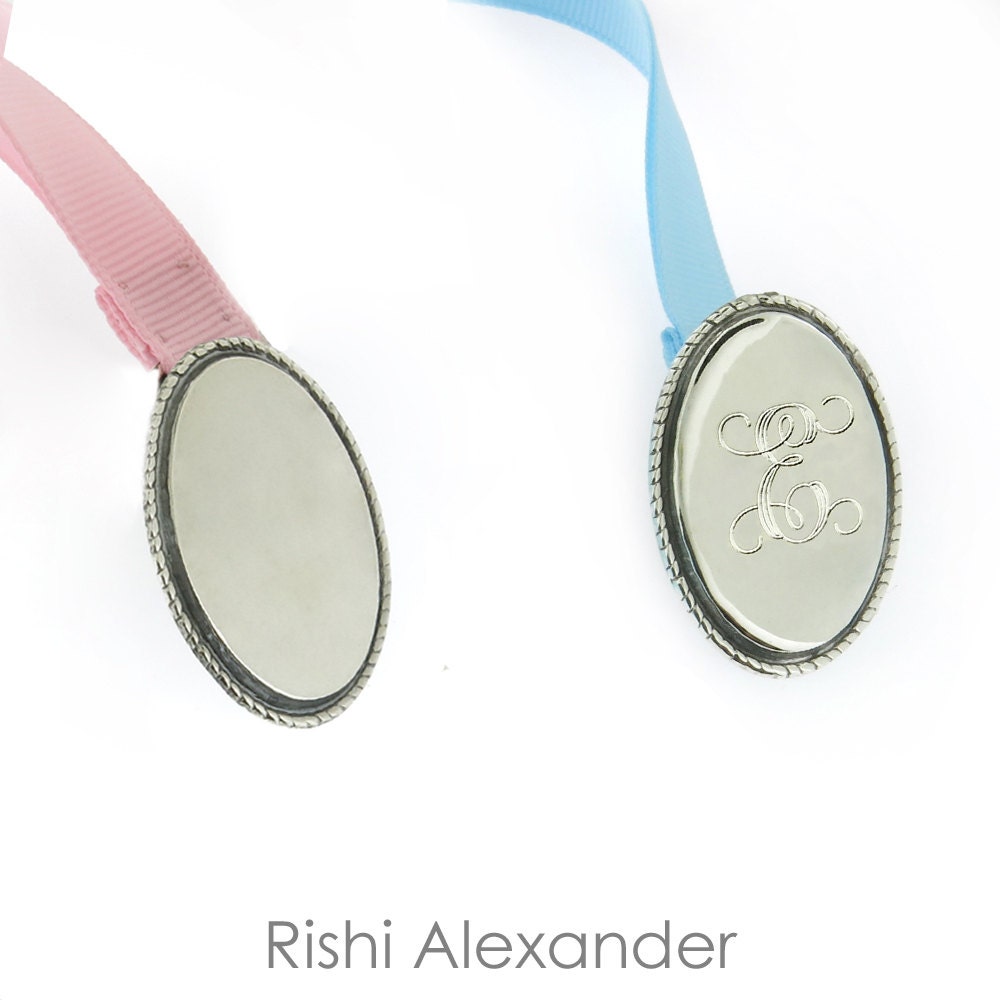 925 Sterling Silver Monogrammed Baby Pacifier Clip Paci Clip