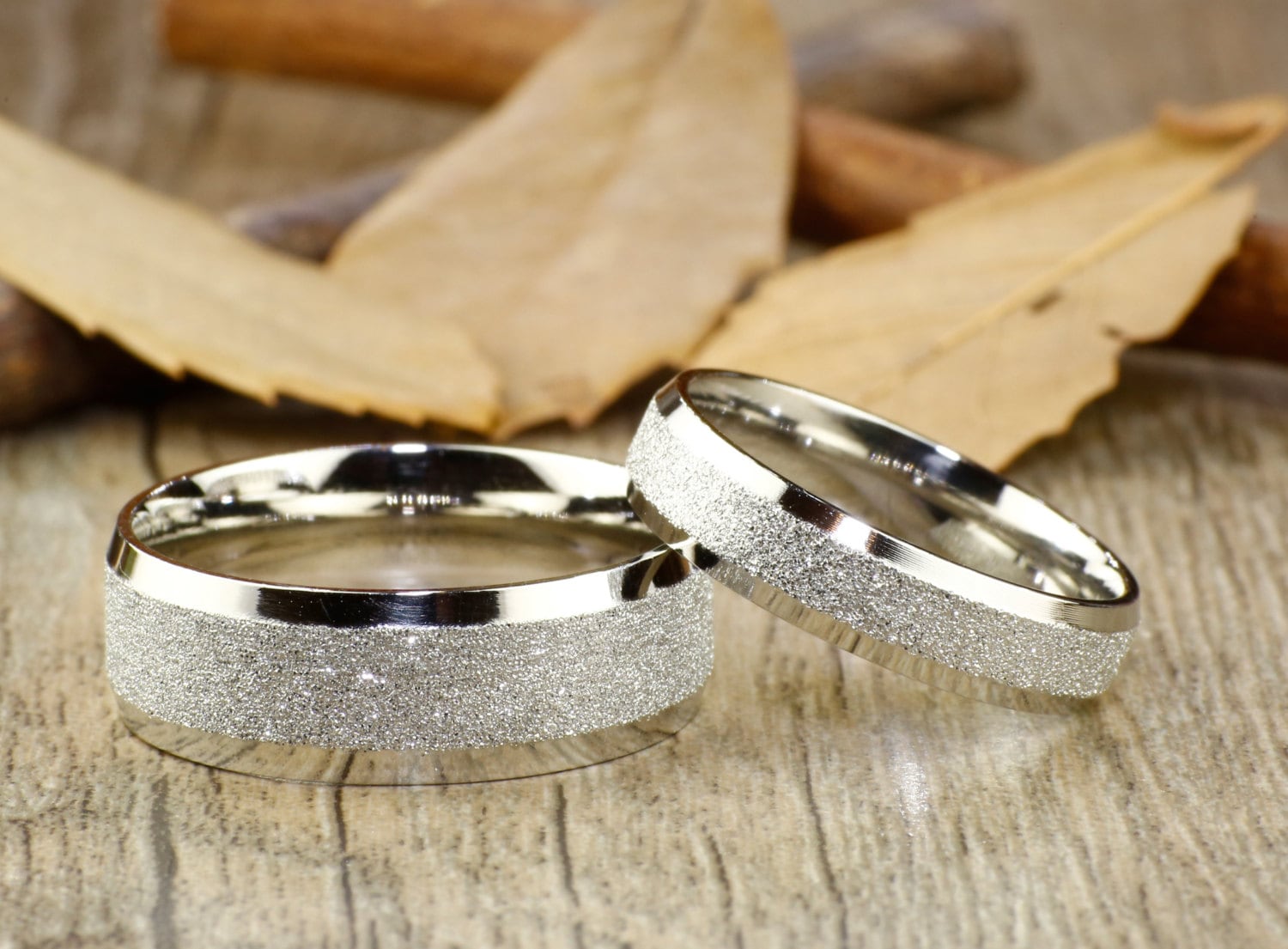 Handmade Wedding Bands Couple Rings Set Titanium Rings Set