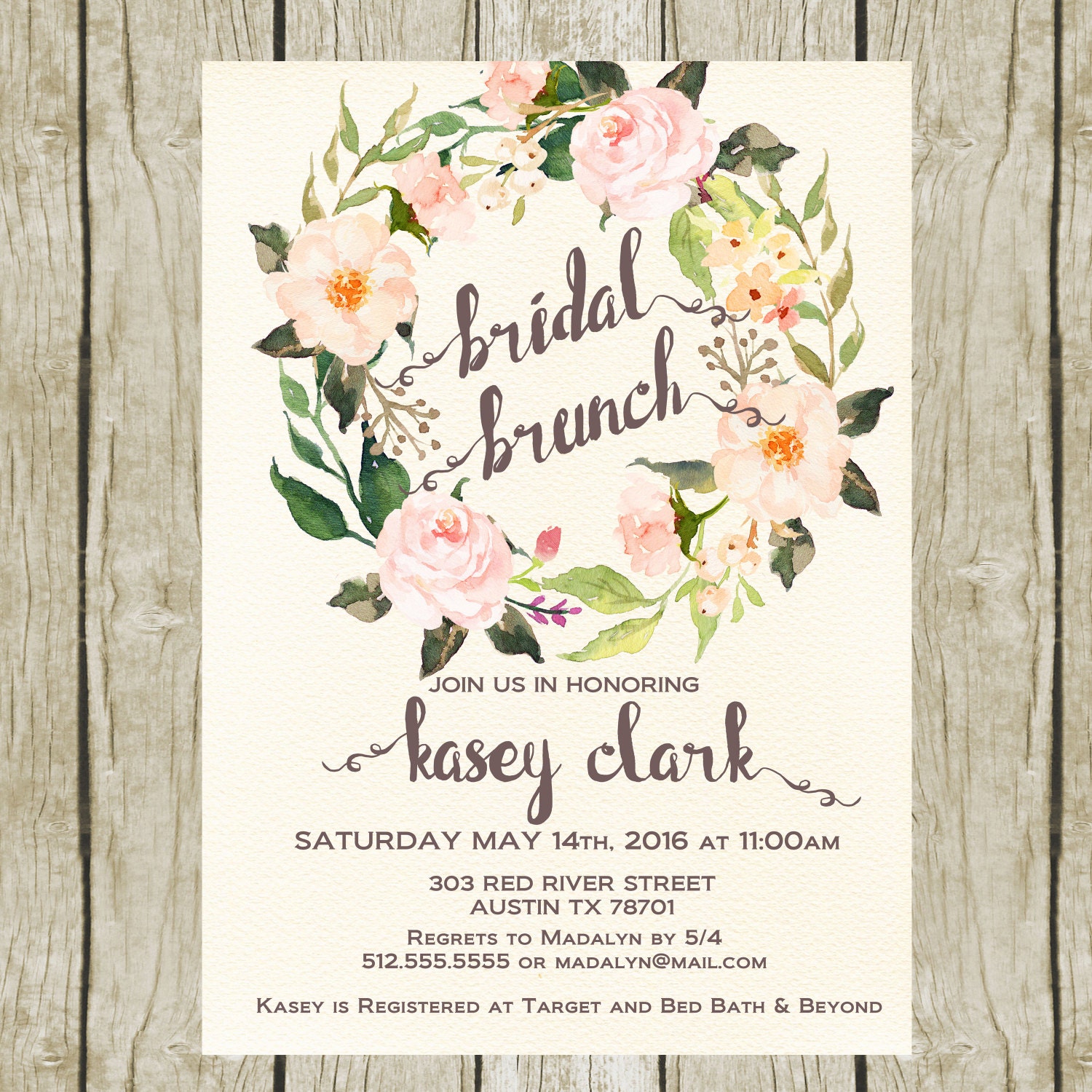 Bridal Shower Brunch Invitation Printable Floral Bridal