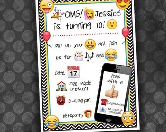 EMOJI Birthday Invitation / Digital File