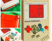 Dr. Mario Themed GameBoy BACKLIT and BIVERTED (Red Backlight) with High contrast buttons