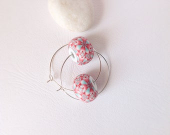 Modern Earrings , Coral and mint kaleidoscope, Polymer clay earrings , Contemporary earrings, Geometric earrings , Modern jewelry