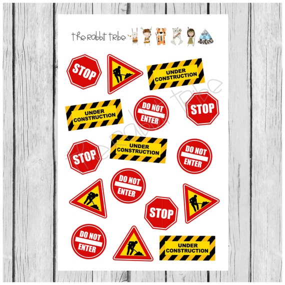 Mini Sticker Sheet construction signs planner stickers