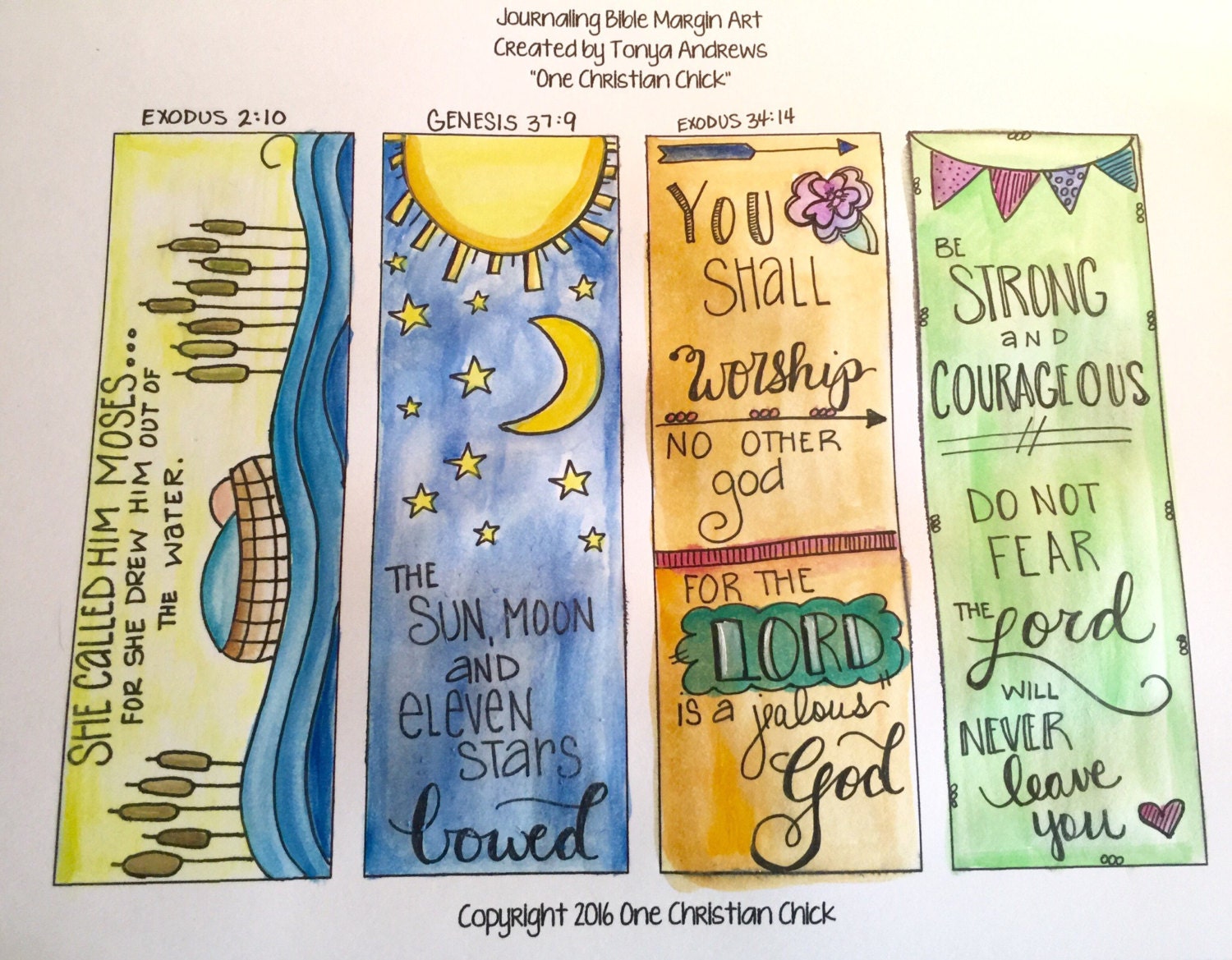 Bible Journaling Margin Art: Be Strong and Courageous