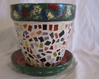 Splashes of Color - Mosaic Flower Pot, Garden Art