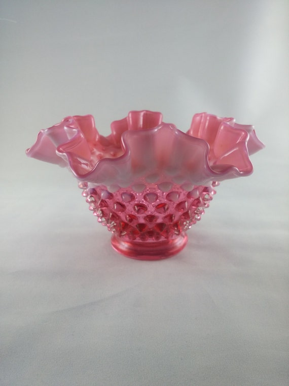 Fenton Cranberry Glass Hobnail 7 Bowl. Fenton 3927CR