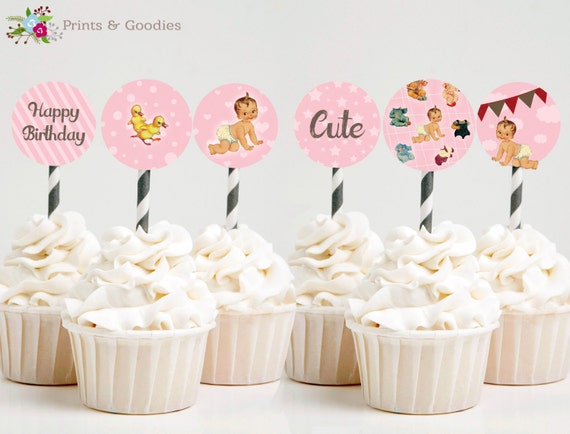 Baby girl printable Cupcake toppers Paper doll by PrintsAndGoodies