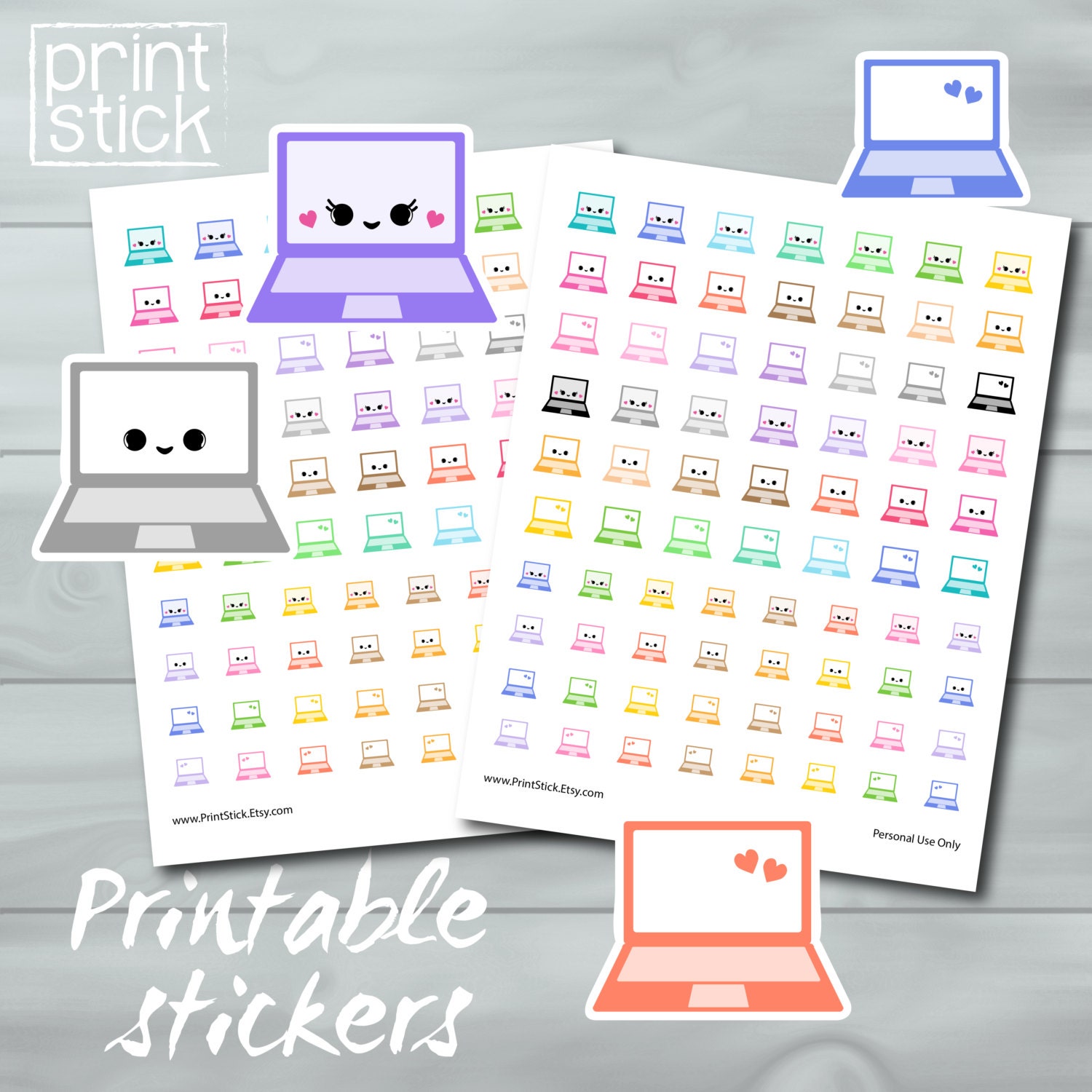 kawaii laptop printable stickers perfect for your erin